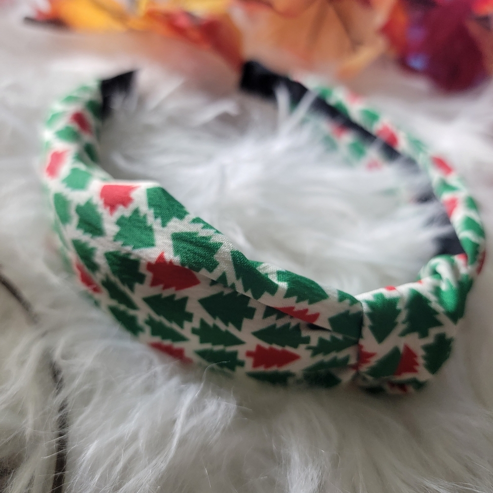 Pine Trees Design Green and Red Headband